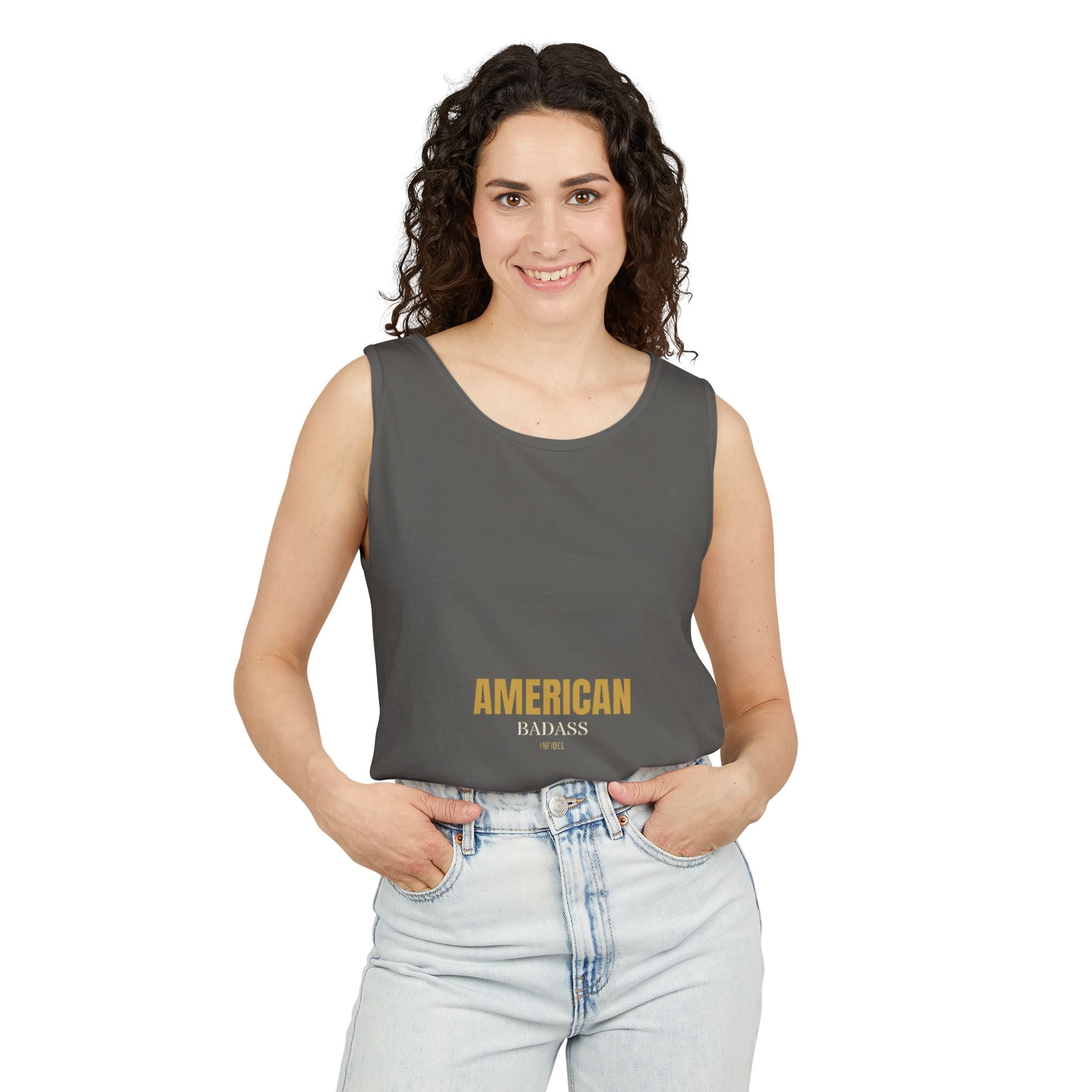 AMERICAN BADASS Garment-Dyed Tank Top Tank Top - Infidel.me Patriotic Apparel
