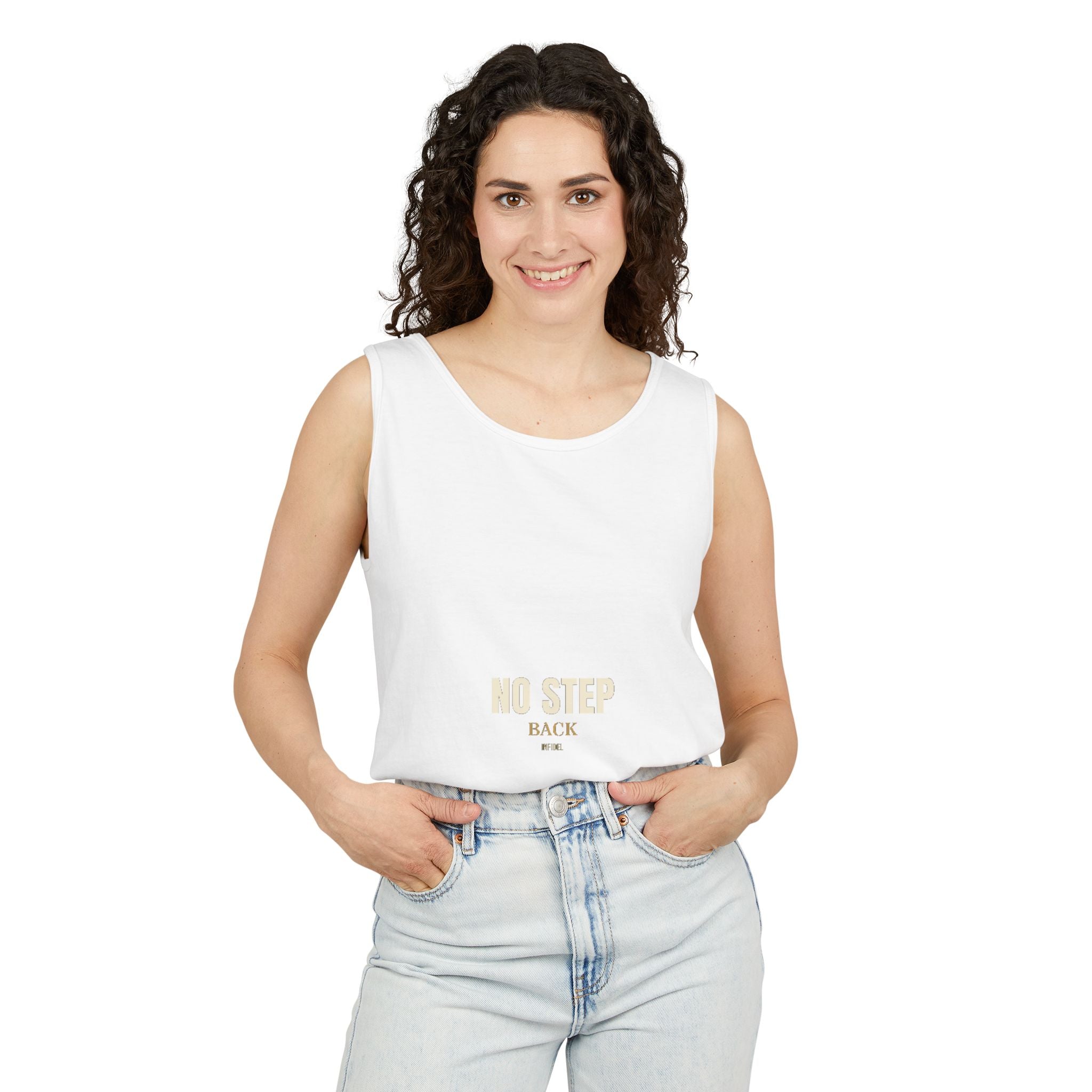NO STEP BACK Garment-Dyed Tank Top — Garment-dyed tank top, ringspun cotton, summer weight
