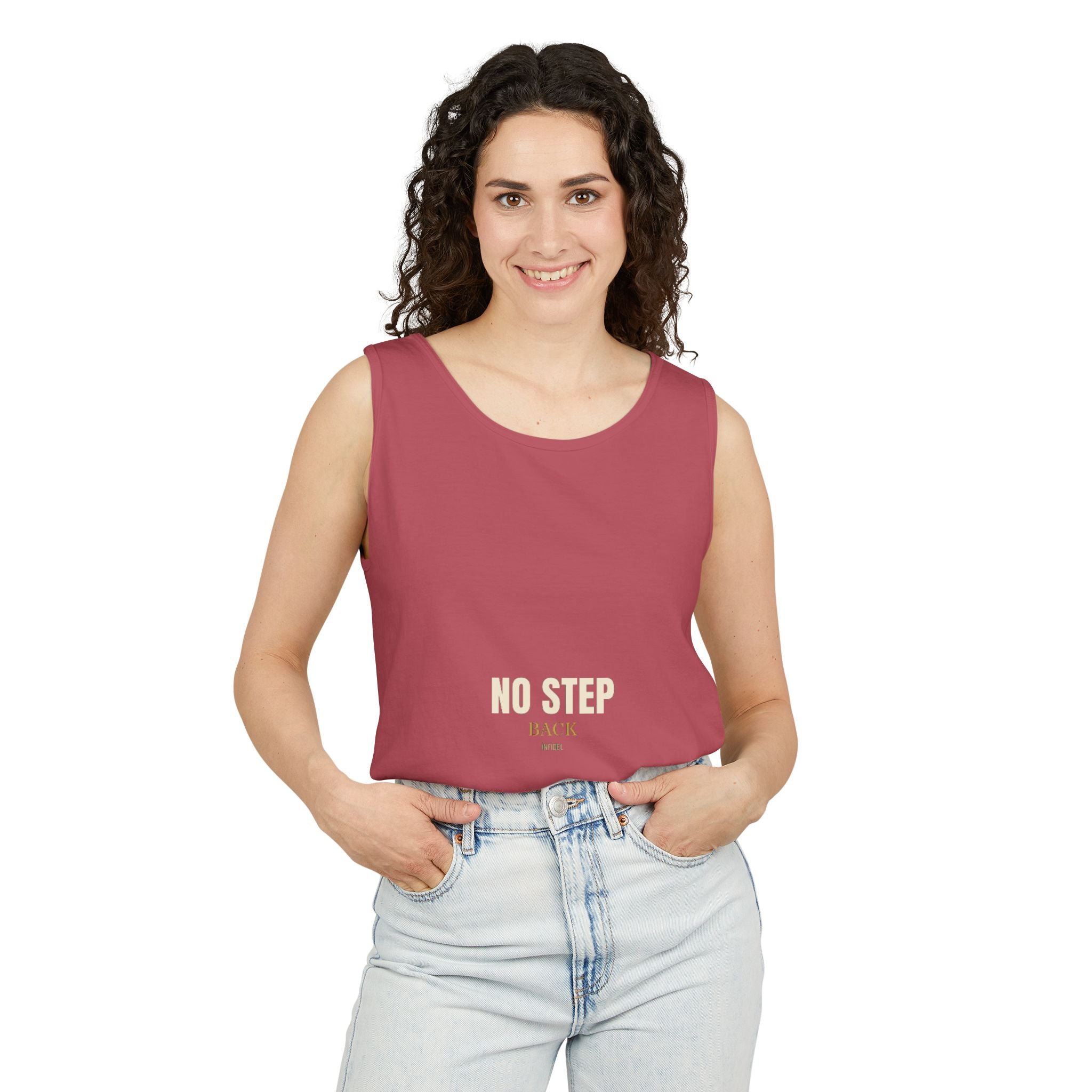 NO STEP BACK Garment-Dyed Tank Top Tank Top - Infidel.me Patriotic Apparel