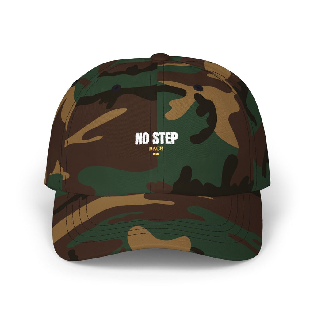 NO STEP BACK — Premium Gildan 5000 t-shirt, 100% cotton, bold screen-print design