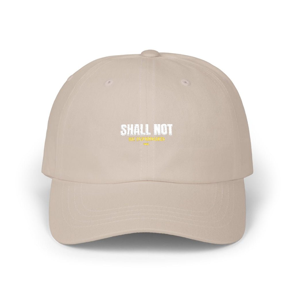 SHALL NOT BE — Premium Gildan 5000 t-shirt, 100% cotton, bold screen-print design