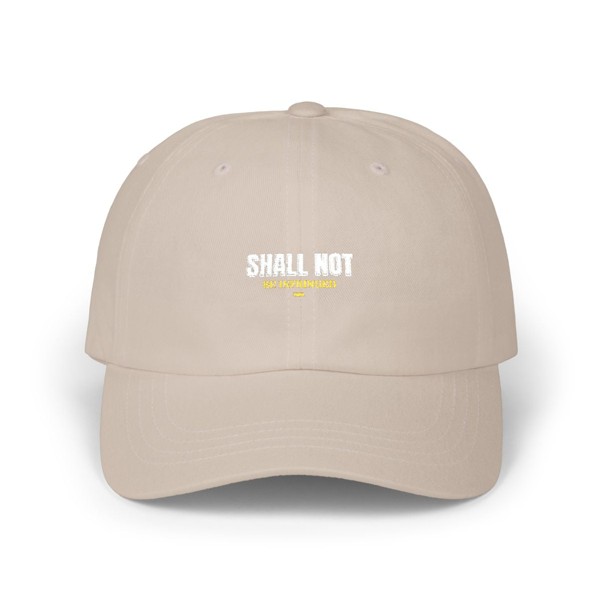 SHALL NOT BE — Premium Gildan 5000 t-shirt, 100% cotton, bold screen-print design